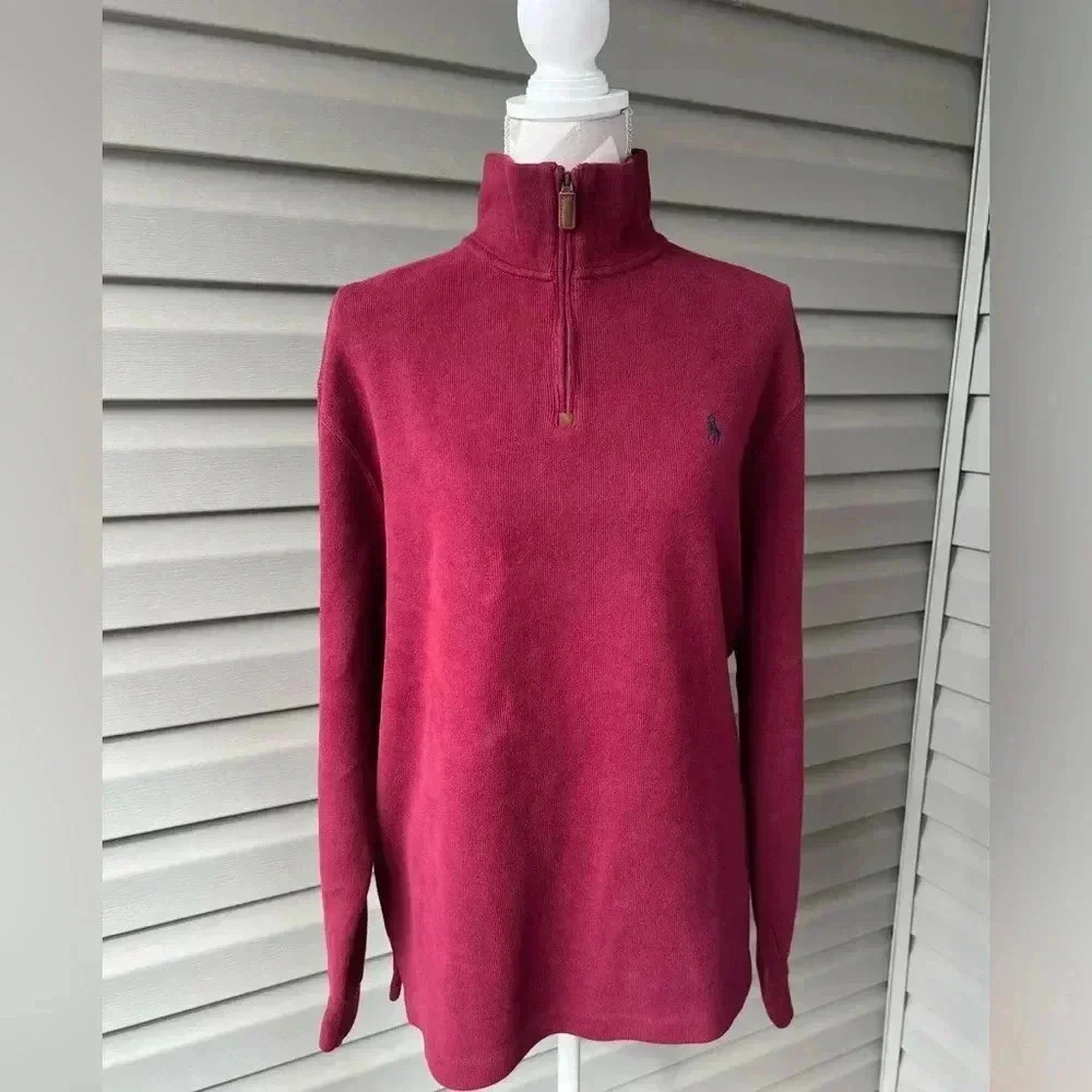 Polo Ralph Lauren Red Sweater 1/4 Zip With Pony Logo